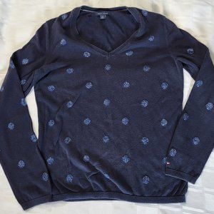 TOMMY HILFIGER WOMEN'S MEDIUM BLUE SPARKLE LONG SLEEVE SWEATER DESIGNER